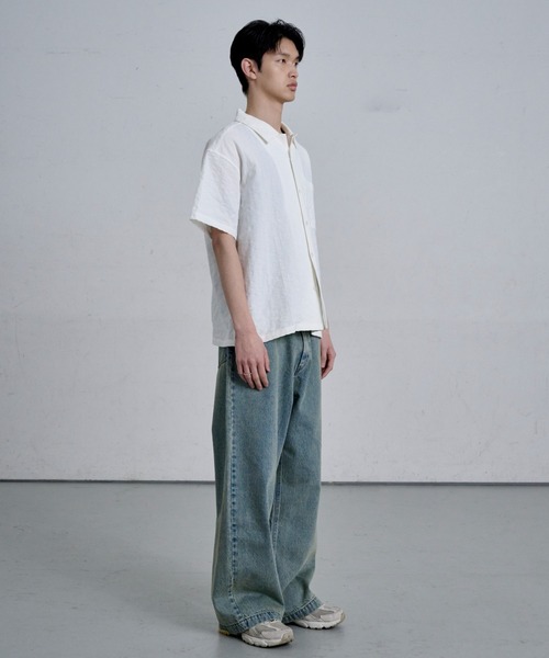 THE CLE(ザクレ)の「OPEN COLLAR SHIRT / オープンカラーシャツ(シャツ/ブラウス・メンズ・ホワイト/ブラック・1/2)」の12枚目の写真