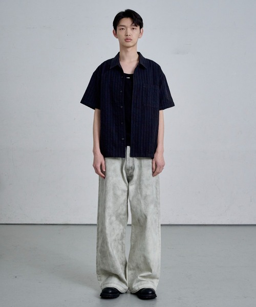 THE CLE(ザクレ)の「OPEN COLLAR SHIRT / オープンカラーシャツ(シャツ/ブラウス・メンズ・ホワイト/ブラック・1/2)」の3枚目の写真