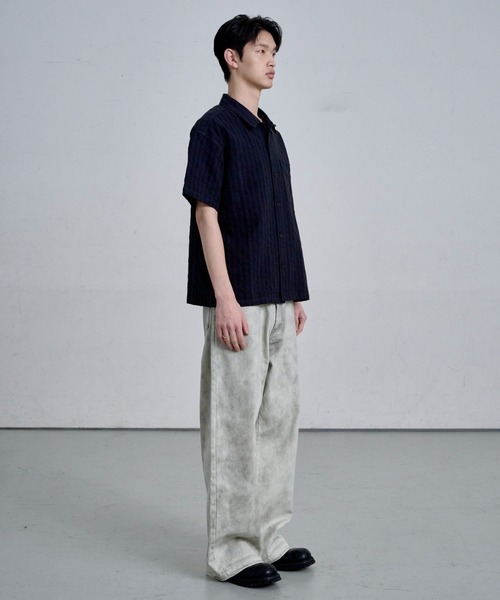 THE CLE(ザクレ)の「OPEN COLLAR SHIRT / オープンカラーシャツ(シャツ/ブラウス・メンズ・ホワイト/ブラック・1/2)」の4枚目の写真