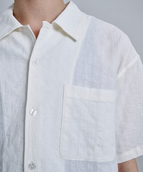 THE CLE(ザクレ)の「OPEN COLLAR SHIRT / オープンカラーシャツ(シャツ/ブラウス・メンズ・ホワイト/ブラック・1/2)」の5枚目の写真