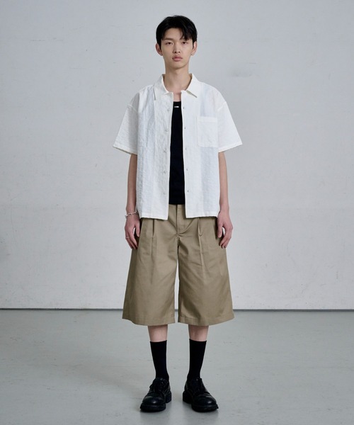 THE CLE(ザクレ)の「OPEN COLLAR SHIRT / オープンカラーシャツ(シャツ/ブラウス・メンズ・ホワイト/ブラック・1/2)」の16枚目の写真