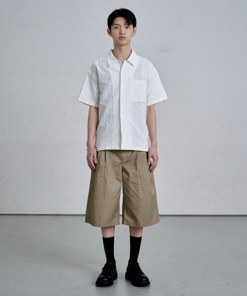 THE CLE(ザクレ)の「OPEN COLLAR SHIRT / オープンカラーシャツ(シャツ/ブラウス・メンズ・ホワイト/ブラック・1/2)」の15枚目の写真