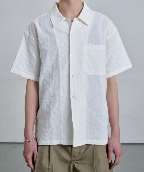 THE CLE(ザクレ)の「OPEN COLLAR SHIRT / オープンカラーシャツ(シャツ/ブラウス・メンズ・ホワイト/ブラック・1/2)」の13枚目の写真