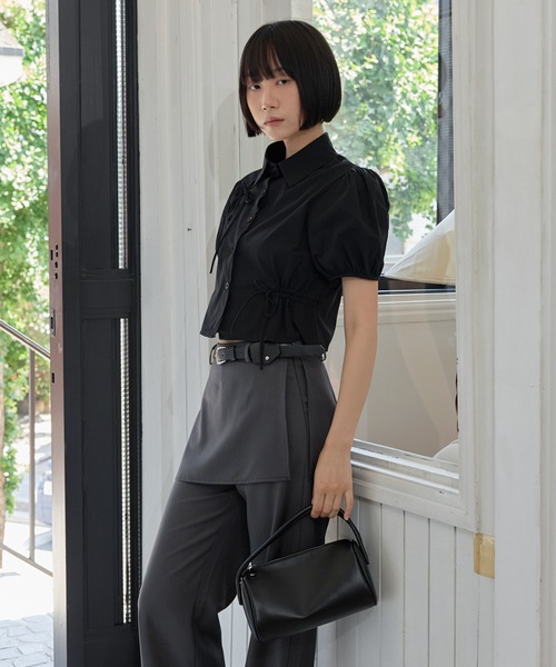 UNE MANSION（ユヌマンション）の「ラブリーパフスリーブスリットリボンクロップドショート丈ブラウス（シャツ/ブラウス・レディース・クリーム/アイボリー/ブラック・FREE）」の20枚目の写真