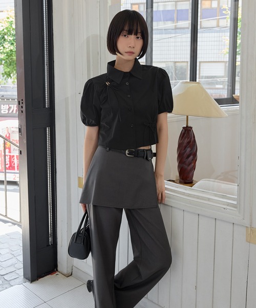 UNE MANSION（ユヌマンション）の「ラブリーパフスリーブスリットリボンクロップドショート丈ブラウス（シャツ/ブラウス・レディース・クリーム/アイボリー/ブラック・FREE）」の18枚目の写真