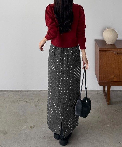 callautia（カラウティア）の「ドット柄Iラインスカート（スカート・レディース・グレー/ブラック・LARGE/MEDIUM/SMALL）」の5枚目の写真