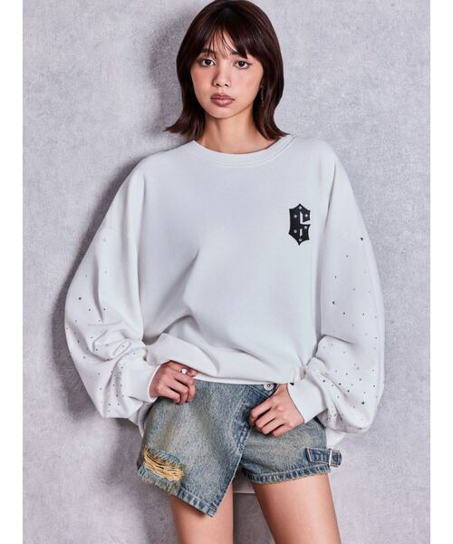 GYDA（ジェイダ）の「Valdy studded bijouスウェットトップス（スウェット・レディース・グレー/ブラック/オフホワイト・FREE）」の9枚目の写真