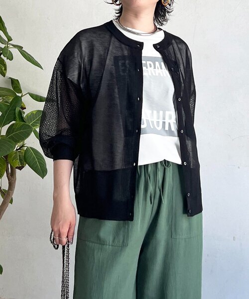 un dix cors（アンディコール）の「メッシュスリーブカーデ（カーディガン/ボレロ・レディース・ベージュ/ブラック/レッド/ブルー・FREE）」の7枚目の写真