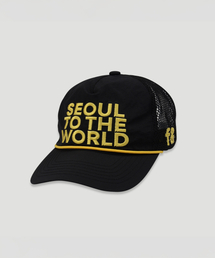 FRUAND（フルアンド）の「FRU& NEEDLE POINT MIX MASH CAP_YELLOW&BLACK（キャップ）」