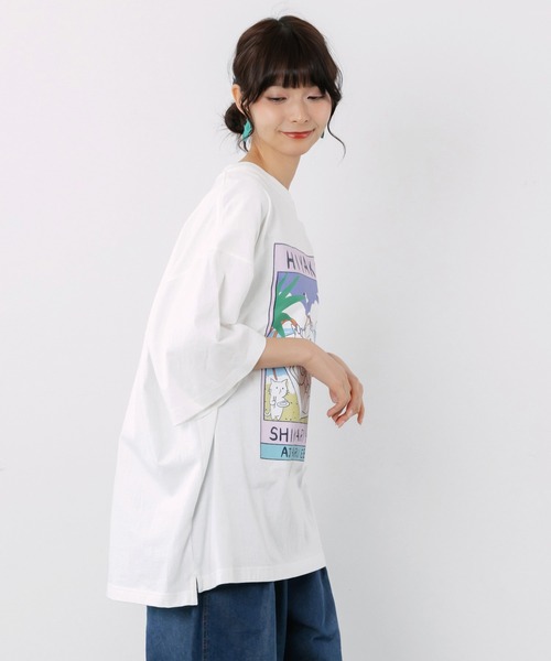ScoLar Parity(スカラーパリティ)の「362123:ぷりぷり日焼けえび柄 UVプリントTシャツ(Tシャツ/カットソー・レディース・ブラック/サックスブルー/オフホワイト・M)」の6枚目の写真
