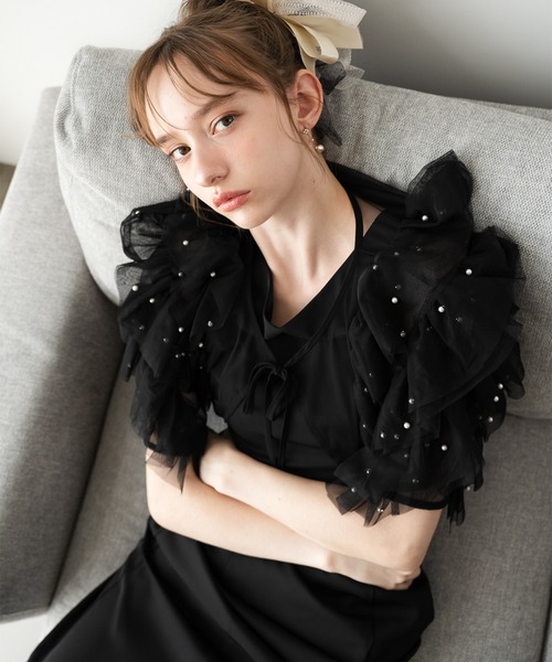 Dorry Doll(ドリードール)の「ドットパールボレロ(カーディガン/ボレロ・レディース・ベージュ/ブラック・MEDIUM)」の20枚目の写真