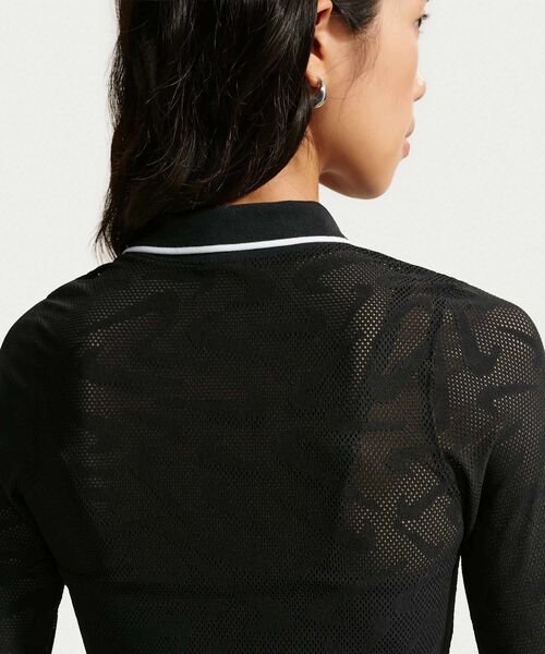 NIKE(ナイキ)の「ナイキ スポーツウェア チル ニット ウィメンズ タイト モッドクロップド ロングスリーブ レース トップス / Nike Sportswear Chill Knit Women's Tight Mod-Cropped Long-Sleeve Lace Top IM8390-010 Black(その他トップス・レディース・ブラック・XL/L/XS/S/M)」の2枚目の写真