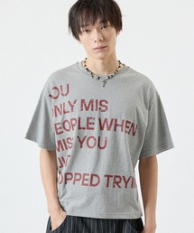 ショート丈ロゴプリントTシャツ 半袖