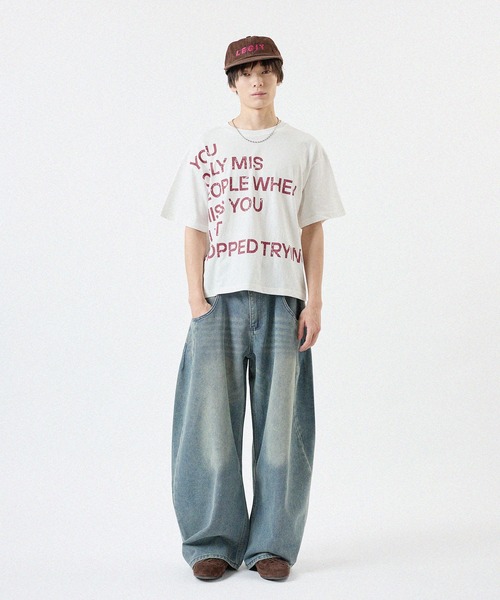 MSG(エムエスジー)の「ショート丈ロゴプリントTシャツ 半袖(Tシャツ/カットソー・メンズ・グレー/ホワイト/ブラック/ブルー・FREE)」の8枚目の写真