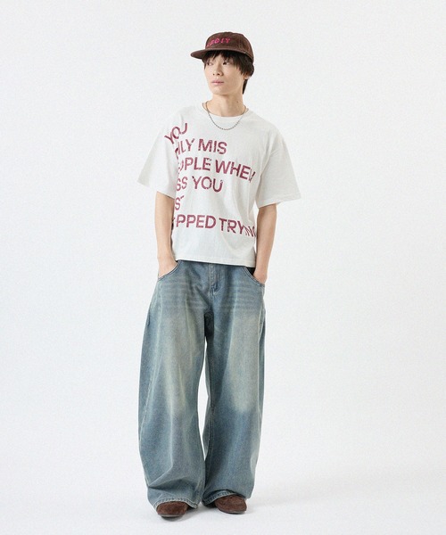 MSG(エムエスジー)の「ショート丈ロゴプリントTシャツ 半袖(Tシャツ/カットソー・メンズ・グレー/ホワイト/ブラック/ブルー・FREE)」の9枚目の写真