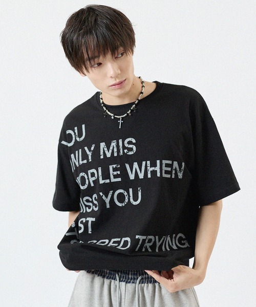 MSG(エムエスジー)の「ショート丈ロゴプリントTシャツ 半袖(Tシャツ/カットソー・メンズ・グレー/ホワイト/ブラック/ブルー・FREE)」の11枚目の写真
