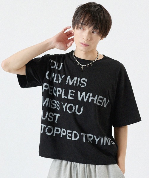 MSG(エムエスジー)の「ショート丈ロゴプリントTシャツ 半袖(Tシャツ/カットソー・メンズ・グレー/ホワイト/ブラック/ブルー・FREE)」の12枚目の写真