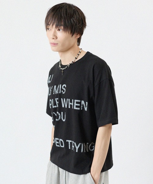 MSG(エムエスジー)の「ショート丈ロゴプリントTシャツ 半袖(Tシャツ/カットソー・メンズ・グレー/ホワイト/ブラック/ブルー・FREE)」の13枚目の写真
