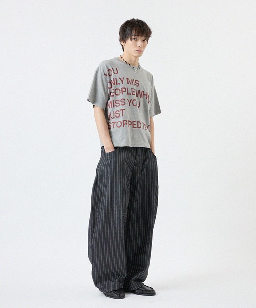 MSG(エムエスジー)の「ショート丈ロゴプリントTシャツ 半袖(Tシャツ/カットソー・メンズ・グレー/ホワイト/ブラック/ブルー・FREE)」の21枚目の写真