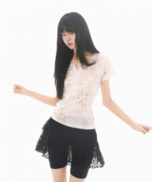 MIRECO（ミレコ）の「FLOWER BUTTON T PINK（Tシャツ/カットソー）」