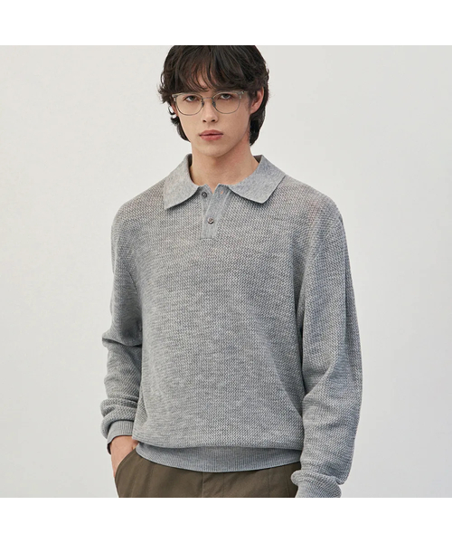 Ijion Semi-overfit collar knit [Merange Gray]