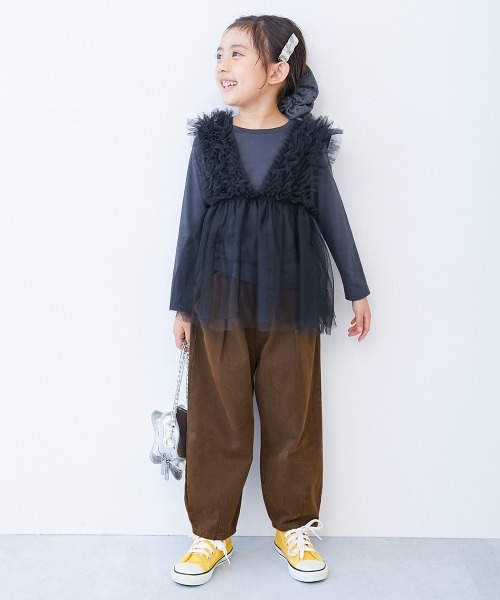 devirock(デビロック)の「ヴィンテージ風 ルーズタックパンツ(その他パンツ・キッズ・ブラウン/スミクロ/グレー系・130cm/120cm/110cm/100cm/160cm/140cm/150cm)」の5枚目の写真