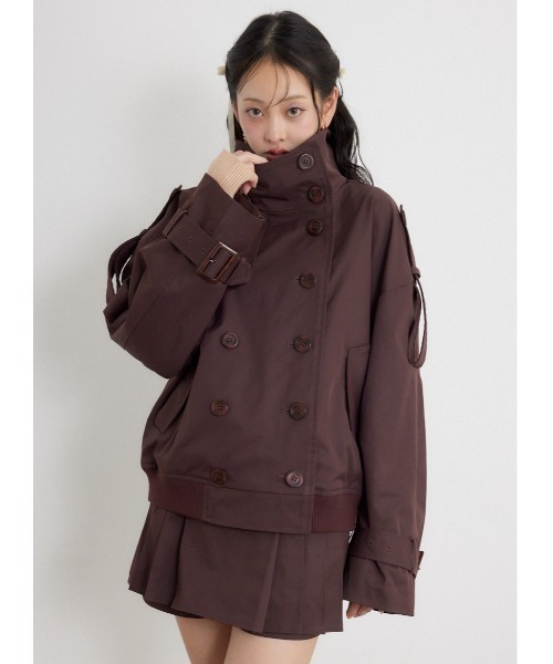 rienda(リエンダ)の「【セットアップ対応】トレンチ風2WAYバルーンブルゾン 秋服(ブルゾン・レディース・ベージュ/ブラック/ブラウン・MEDIUM/SMALL)」の2枚目の写真