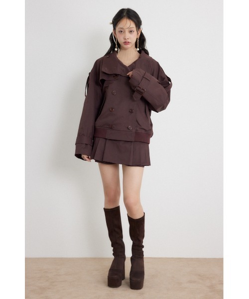 rienda(リエンダ)の「【セットアップ対応】トレンチ風2WAYバルーンブルゾン 秋服(ブルゾン・レディース・ベージュ/ブラック/ブラウン・MEDIUM/SMALL)」の12枚目の写真