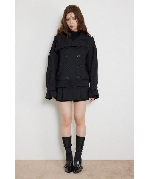 rienda(リエンダ)の「【セットアップ対応】トレンチ風2WAYバルーンブルゾン 秋服(ブルゾン・レディース・ベージュ/ブラック/ブラウン・MEDIUM/SMALL)」の5枚目の写真