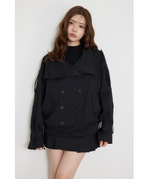 rienda(リエンダ)の「【セットアップ対応】トレンチ風2WAYバルーンブルゾン 秋服(ブルゾン・レディース・ベージュ/ブラック/ブラウン・MEDIUM/SMALL)」の8枚目の写真