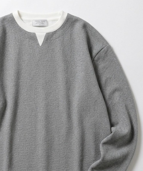 MARUKAWA(マルカワ)の「2026AW Heathered Brushed Fake Layered Key Neck Long Sleeve T-Shirt/カット杢起毛 無地 フェイクレイヤード キーネックロンT 長袖Tシャツ(Tシャツ/カットソー・メンズ・グレー/ベージュ/ブラック/ネイビー・M/L/LL)」の7枚目の写真