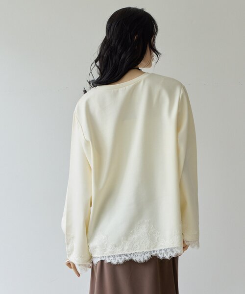 DISCOAT(ディスコート)の「【Noka】レース使いポンチプルオーバー《WEB限定》(Tシャツ/カットソー・レディース・アイボリー/チャコールグレー/グレイッシュベージュ・FREE)」の10枚目の写真