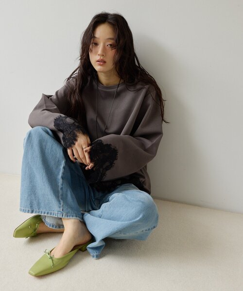 DISCOAT(ディスコート)の「【Noka】レース使いポンチプルオーバー《WEB限定》(Tシャツ/カットソー・レディース・アイボリー/チャコールグレー/グレイッシュベージュ・FREE)」の18枚目の写真