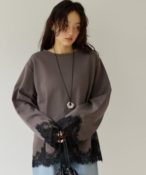DISCOAT(ディスコート)の「【Noka】レース使いポンチプルオーバー《WEB限定》(Tシャツ/カットソー・レディース・アイボリー/チャコールグレー/グレイッシュベージュ・FREE)」の20枚目の写真