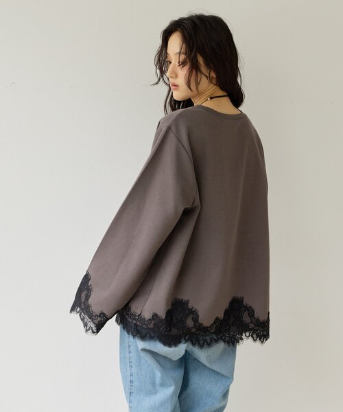 DISCOAT(ディスコート)の「【Noka】レース使いポンチプルオーバー《WEB限定》(Tシャツ/カットソー・レディース・アイボリー/チャコールグレー/グレイッシュベージュ・FREE)」の21枚目の写真
