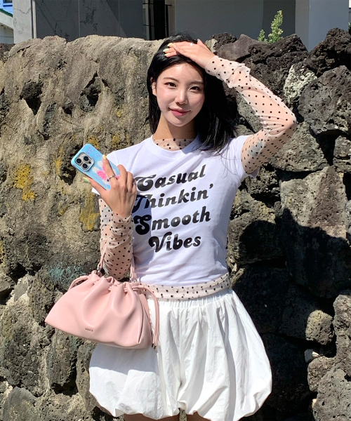 CARGOBROS FOR WOMAN(カーゴブロスフォーウィメン)の「ドットシースルーロングスリーブレイヤードカジュアル半袖Tシャツセット(アイボリー/アイボリー)(Tシャツ/カットソー・レディース・その他・FREE)」の1枚目の写真