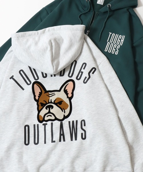 SITRY(シトリー)の「Dog Flock Print Sweat Zip Hoodie/アニマル 犬 バックプリント フロッキープリント オーバーサイズ ダブルジップ ヘビーウェイト 裏毛 スウェット フルジップパーカー フーディー パーカー レディース メンズ(パーカー・メンズ・ダークグリーン/アッシュ/ブラック・M/L)」の3枚目の写真