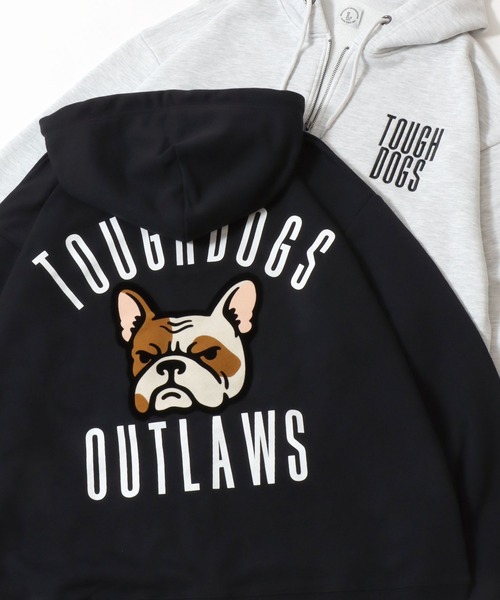 SITRY(シトリー)の「Dog Flock Print Sweat Zip Hoodie/アニマル 犬 バックプリント フロッキープリント オーバーサイズ ダブルジップ ヘビーウェイト 裏毛 スウェット フルジップパーカー フーディー パーカー レディース メンズ(パーカー・メンズ・ダークグリーン/アッシュ/ブラック・M/L)」の2枚目の写真