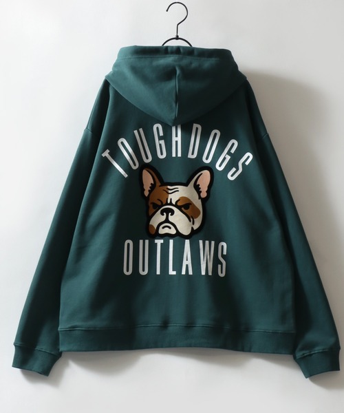 SITRY(シトリー)の「Dog Flock Print Sweat Zip Hoodie/アニマル 犬 バックプリント フロッキープリント オーバーサイズ ダブルジップ ヘビーウェイト 裏毛 スウェット フルジップパーカー フーディー パーカー レディース メンズ(パーカー・メンズ・ダークグリーン/アッシュ/ブラック・M/L)」の9枚目の写真