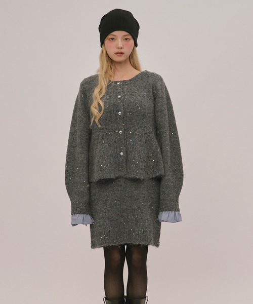 loin nuit（ロワンニュイ）の「spangle peplum knit / スパンコールペプラムニット（カーディガン/ボレロ・レディース・ライトブラウン/アイボリー/ブルー/ブラック/グレー/ピンク・FREE）」の19枚目の写真