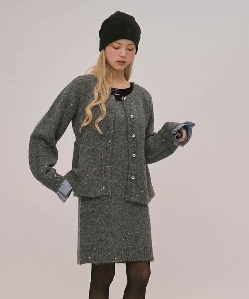 loin nuit（ロワンニュイ）の「spangle peplum knit / スパンコールペプラムニット（カーディガン/ボレロ・レディース・ライトブラウン/アイボリー/ブルー/ブラック/グレー/ピンク・FREE）」の11枚目の写真