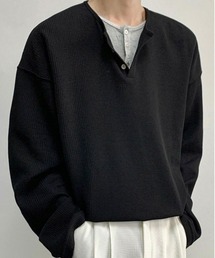 link lot（リンクロット）の「【26年秋冬新作アイテム】フェイクレイヤードワッフルヘンリーネックロングTシャツ（Tシャツ/カットソー・メンズ）」