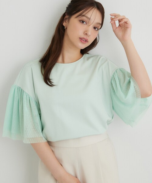 Sunauna(スーナウーナ)の「チュール袖カットソー(Tシャツ/カットソー・レディース・ブラック/ホワイト/ライトグリーン/ブラウン系その他・38/40)」の4枚目の写真