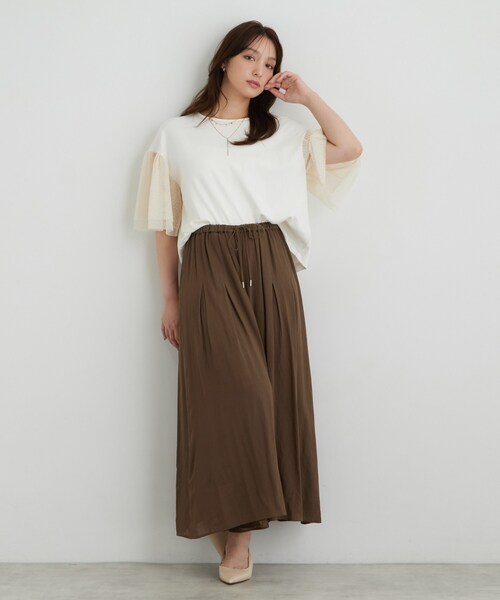 Sunauna(スーナウーナ)の「チュール袖カットソー(Tシャツ/カットソー・レディース・ブラック/ホワイト/ライトグリーン/ブラウン系その他・38/40)」の18枚目の写真