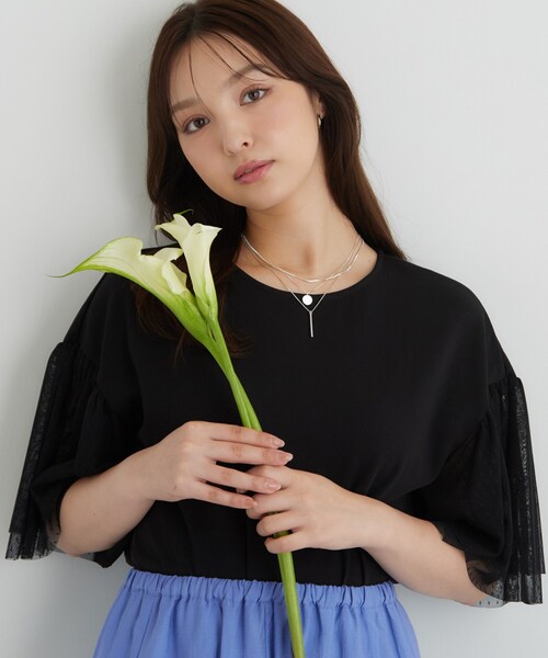 Sunauna(スーナウーナ)の「チュール袖カットソー(Tシャツ/カットソー・レディース・ブラック/ホワイト/ライトグリーン/ブラウン系その他・38/40)」の13枚目の写真
