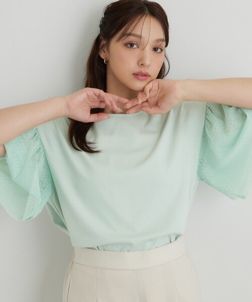 Sunauna(スーナウーナ)の「チュール袖カットソー(Tシャツ/カットソー・レディース・ブラック/ホワイト/ライトグリーン/ブラウン系その他・38/40)」の5枚目の写真