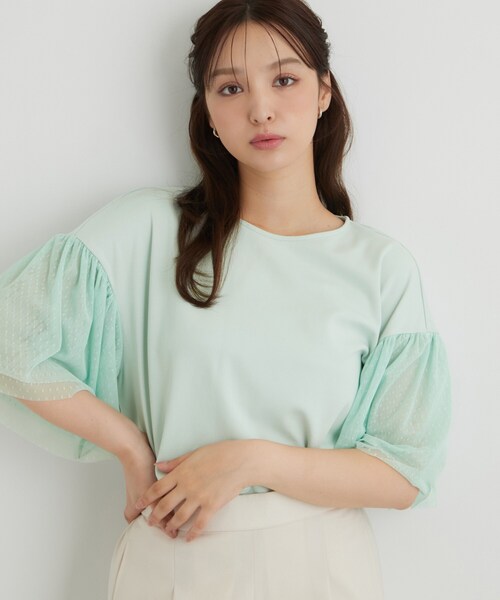 Sunauna(スーナウーナ)の「チュール袖カットソー(Tシャツ/カットソー・レディース・ブラック/ホワイト/ライトグリーン/ブラウン系その他・38/40)」の6枚目の写真