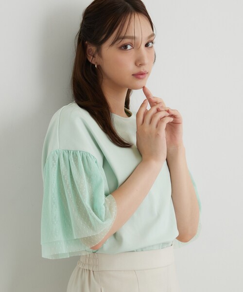 Sunauna(スーナウーナ)の「チュール袖カットソー(Tシャツ/カットソー・レディース・ブラック/ホワイト/ライトグリーン/ブラウン系その他・38/40)」の7枚目の写真