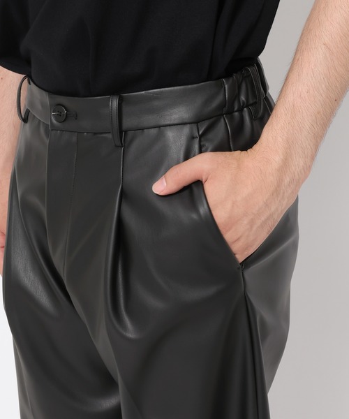 HARE(ハレ)の「【合成皮革】レザーワイドフレアパンツ(HARE)(スラックス・メンズ・ブラック/グレー/レッド・SMALL/MEDIUM/LARGE)」の9枚目の写真