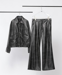 HARE（ハレ）の「【合成皮革】【SET UP対応】レザーワイドフレアパンツ(HARE)（スラックス）」